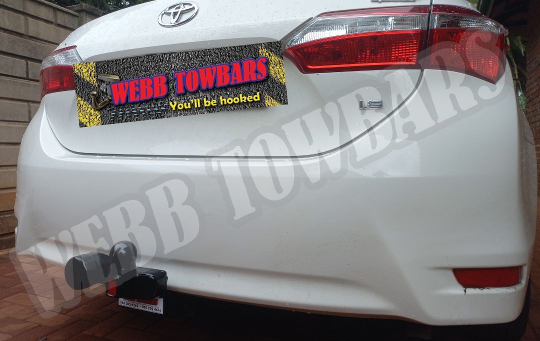 Toyota Corolla Quest Standard Towbar, expertly manufactured and installed by Webb Towbars in Gauteng, South Africa for reliable towing performance.