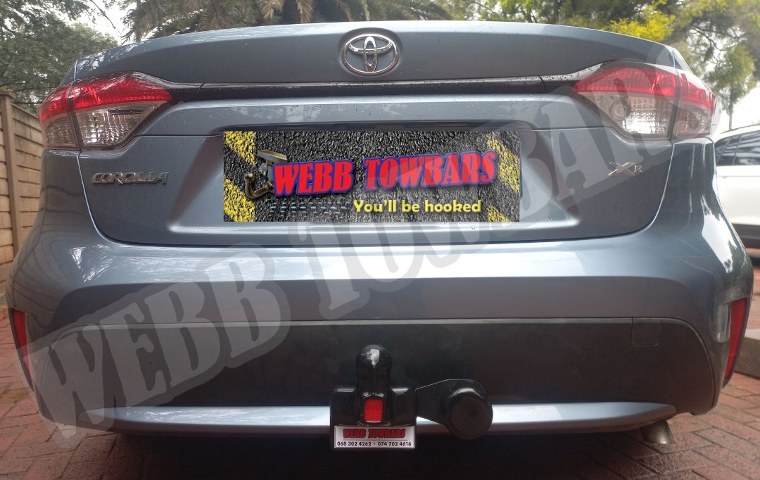 Toyota Corolla XR fitted with standard towbar by Webb Towbars in Gauteng – durable and custom towbar solution for safe towing performance