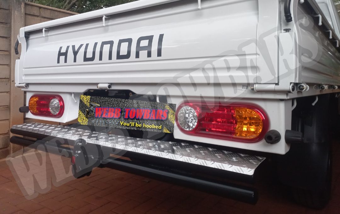 Hyundai H100 fitted with Double Tube and Step Towbar by Webb Towbars in Gauteng, South Africa – custom-manufactured for heavy-duty utility and reliable towing performance