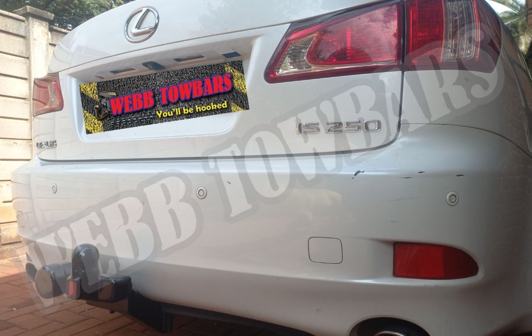 Lexus IS250 equipped with a precision-fit Standard Towbar by Webb Towbars, custom manufactured and installed in Gauteng, South Africa