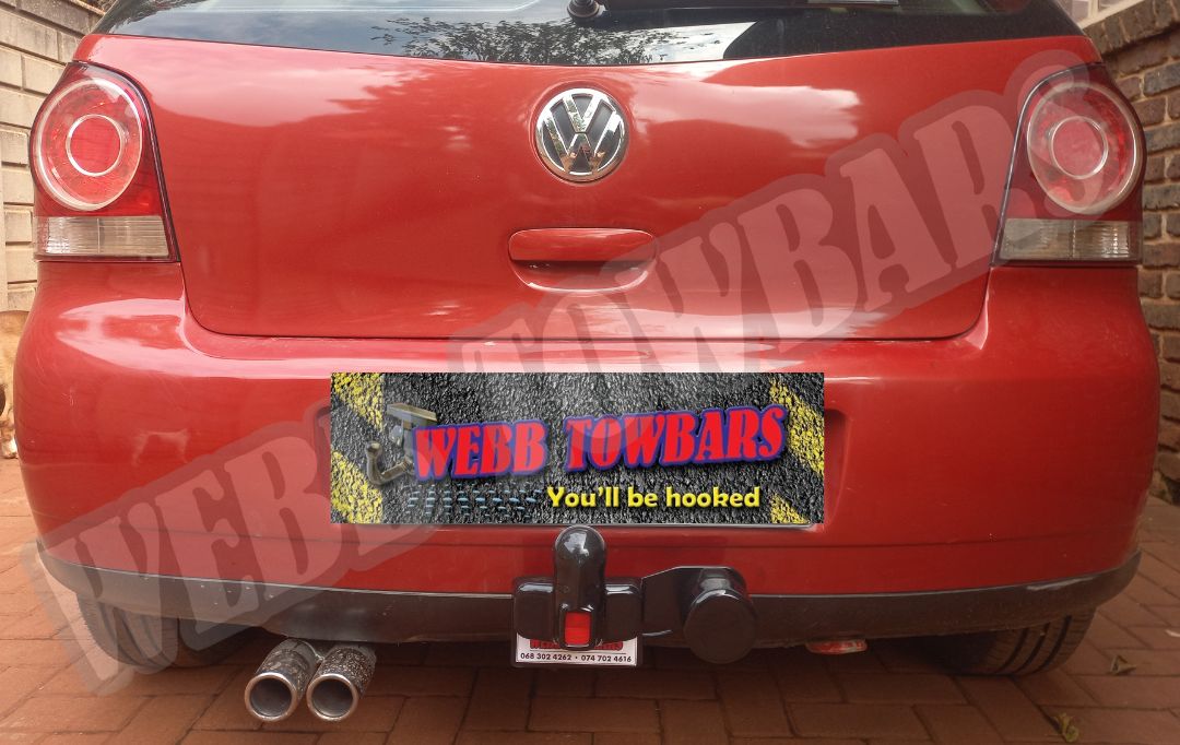 Volkswagen Polo Vivo Hatchback equipped with a standard towbar by Webb Towbars in Gauteng, South Africa – sleek, compact design with added towing capability for everyday use