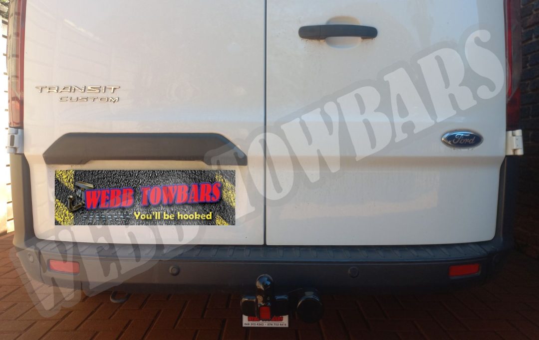 Ford Transit Custom fitted with Standard Towbar, professionally manufactured and installed by Webb Towbars, Gauteng, South Africa.