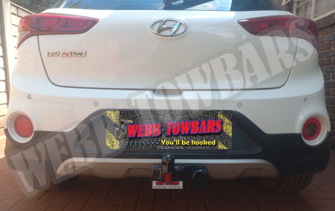 Hyundai i20 Standard Towbar expertly manufactured and installed by Webb Towbars, Gauteng, South Africa
