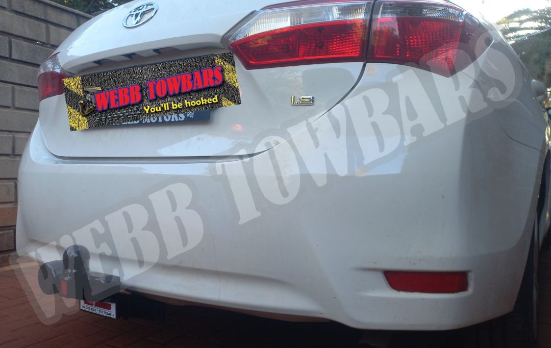Toyota Corolla Quest fitted with a Standard Towbar by Webb Towbars in Gauteng – durable, professional towbar installation for safe and reliable towing in South Africa