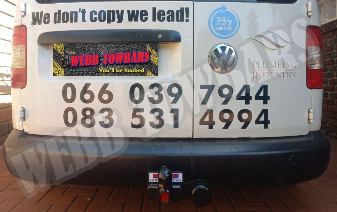 Volkswagen Caddy fitted with a standard towbar by Webb Towbars in Gauteng, South Africa – durable towing solution for commercial and everyday use
