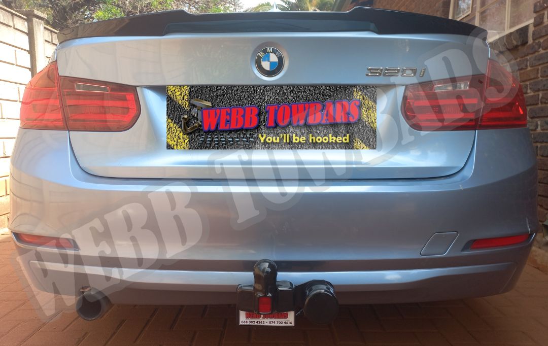 BMW F30 Standard Towbar professionally manufactured and fitted by Webb Towbars in Meyerton, Gauteng – durable, vehicle-specific towbar installation for BMW sedans in South Africa.