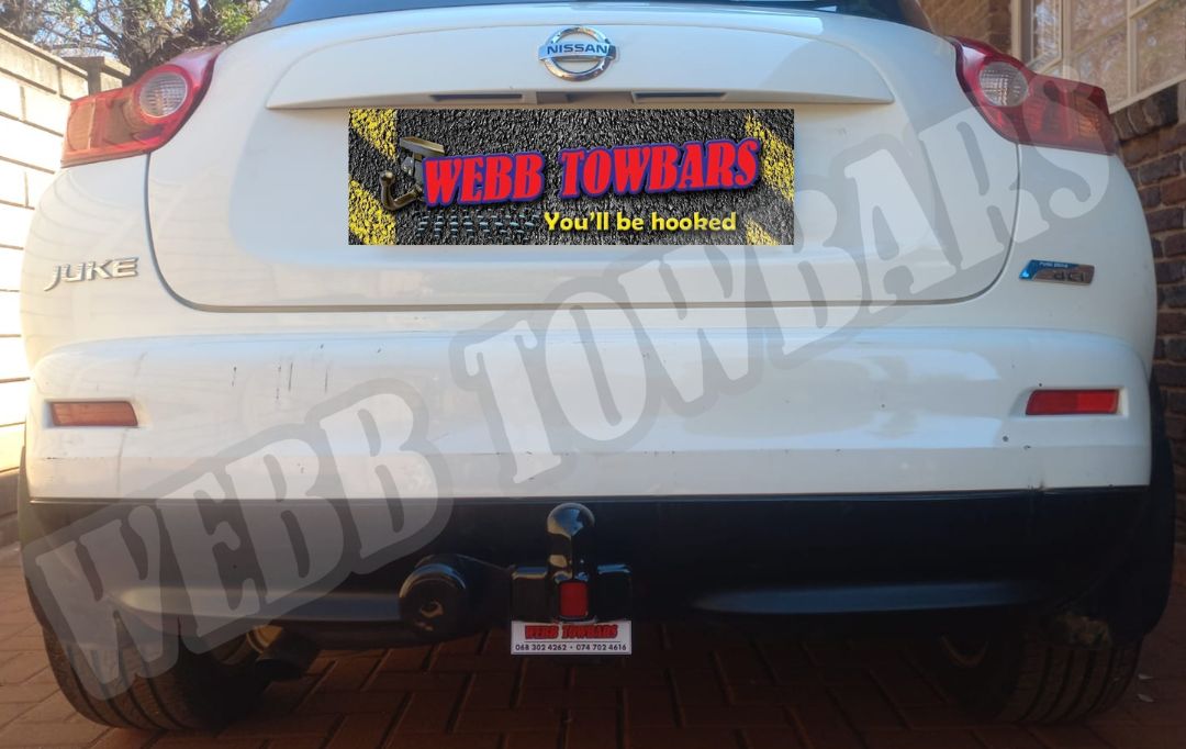 Nissan Juke fitted with a custom Standard Towbar by Webb Towbars in Gauteng, South Africa – precision installation for compact SUV towing needs.