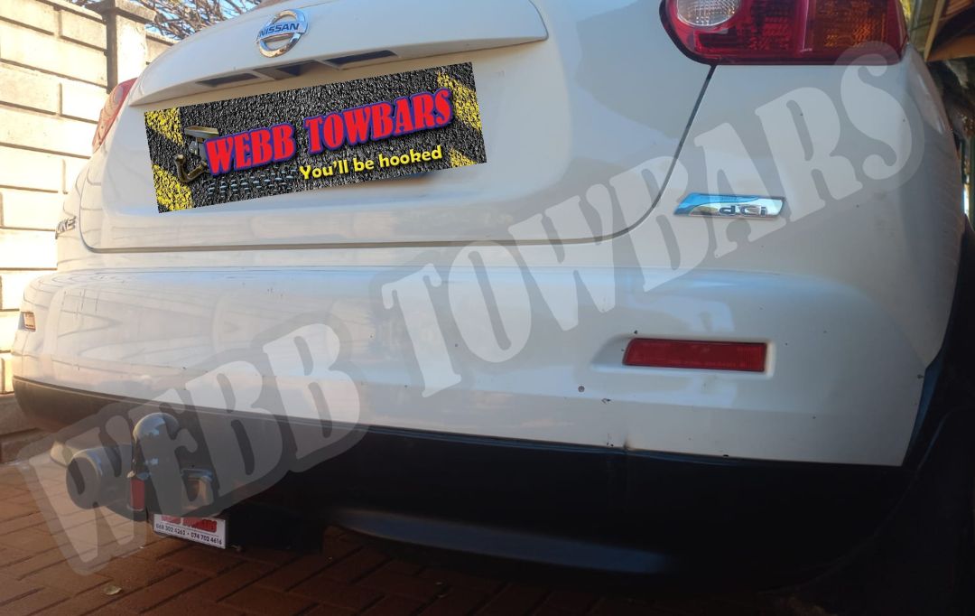 Nissan Juke fitted with a custom Standard Towbar by Webb Towbars in Gauteng, South Africa – precision installation for compact SUV towing needs.