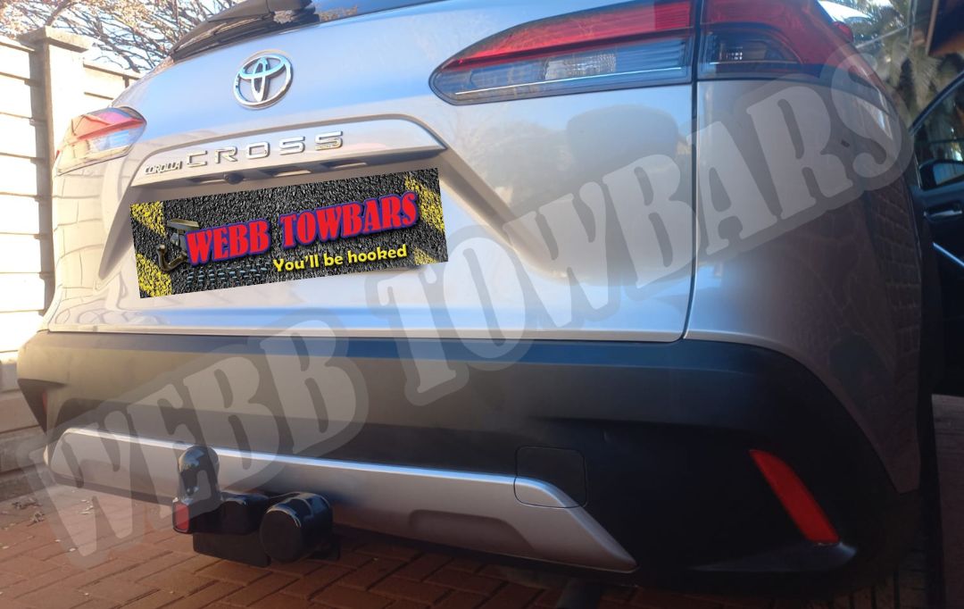 Toyota Corolla Cross fitted with a standard towbar by Webb Towbars in Gauteng, South Africa – precision-manufactured and professionally installed for versatile towing needs.