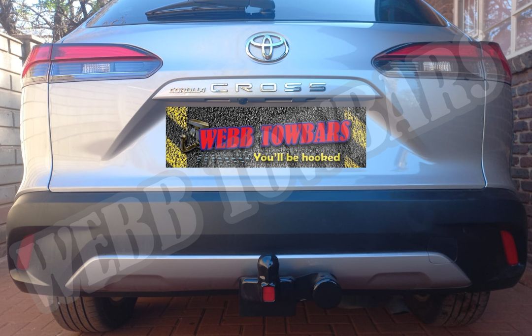 Toyota Corolla Cross fitted with a standard towbar by Webb Towbars in Gauteng, South Africa – precision-manufactured and professionally installed for versatile towing needs.