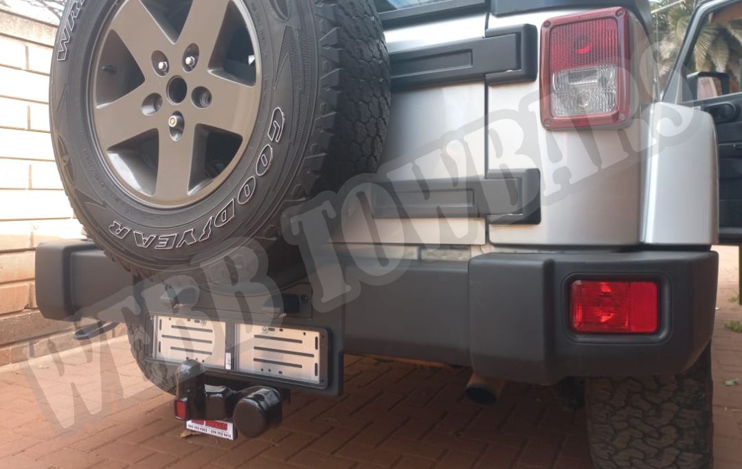 Jeep Wrangler fitted with high-strength standard towbar by Webb Towbars in Gauteng, South Africa – built for off-road towing performance and reliability