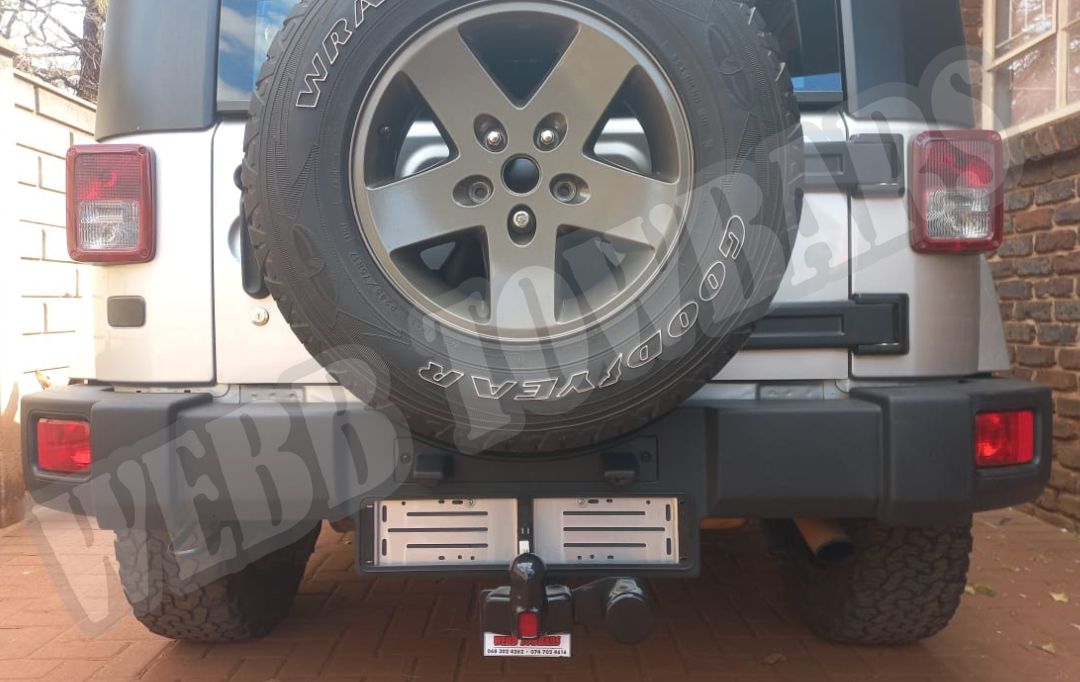 Jeep Wrangler fitted with high-strength standard towbar by Webb Towbars in Gauteng, South Africa – built for off-road towing performance and reliability