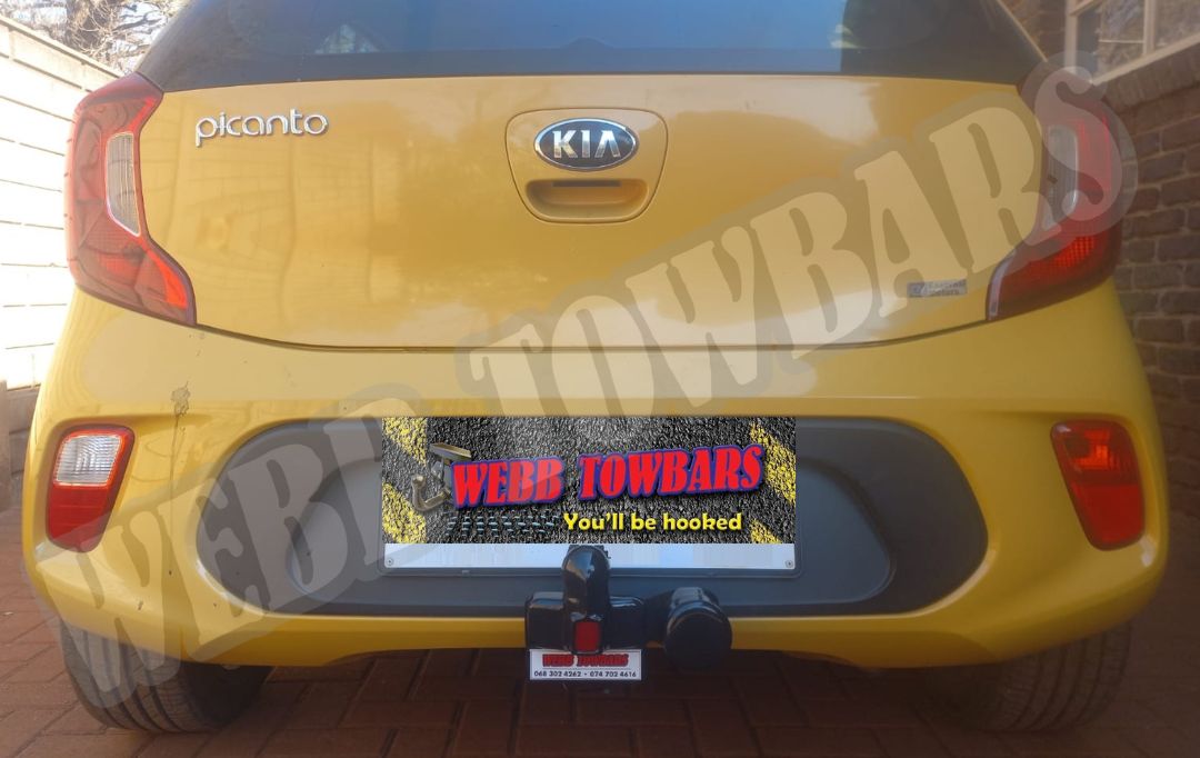 Kia Picanto fitted with a standard towbar by Webb Towbars in Gauteng, South Africa – precision-manufactured for compact car towing efficiency