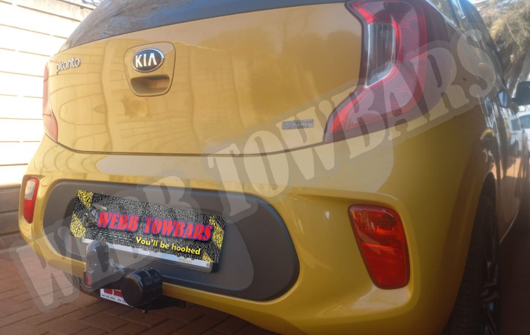 Kia Picanto fitted with a standard towbar by Webb Towbars in Gauteng, South Africa – precision-manufactured for compact car towing efficiency