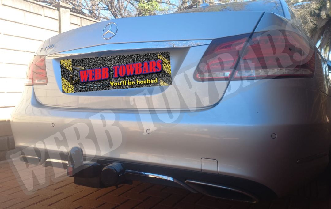 Mercedes Benz E400 fitted with a standard towbar by Webb Towbars in Gauteng, South Africa – precision-engineered for strength, durability, and seamless integration.
