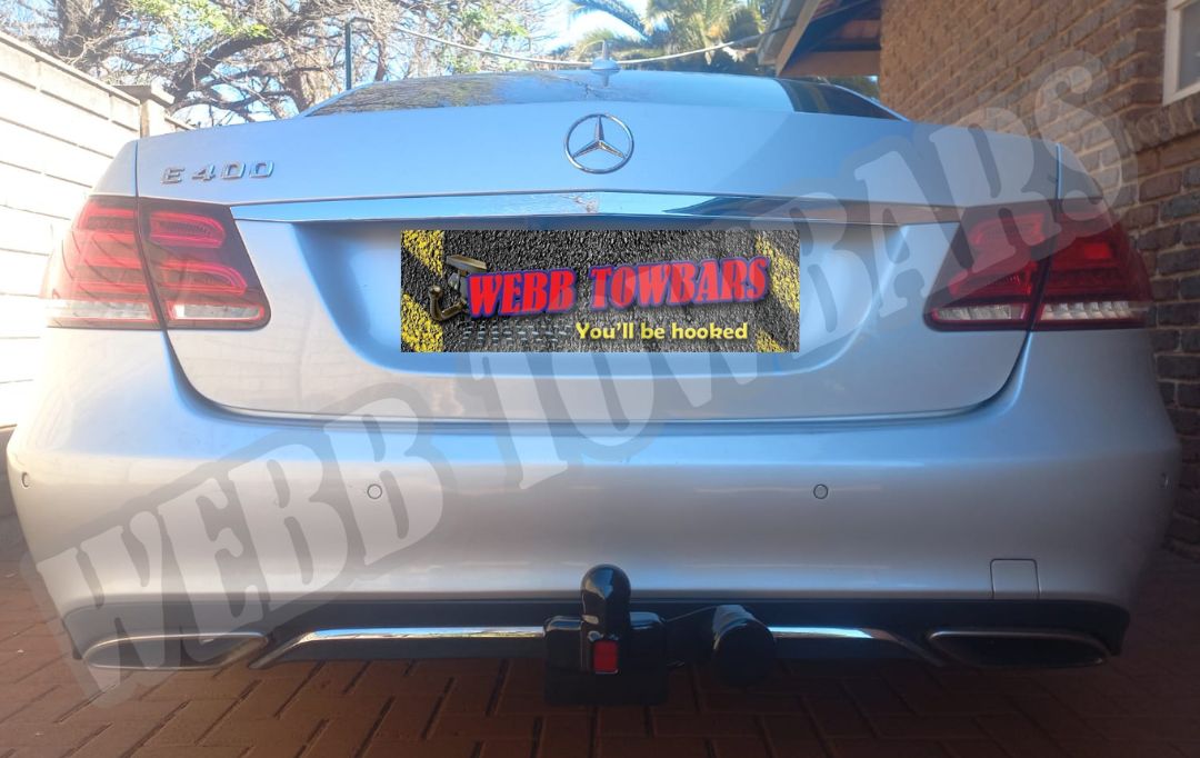 Mercedes Benz E400 fitted with a standard towbar by Webb Towbars in Gauteng, South Africa – precision-engineered for strength, durability, and seamless integration.