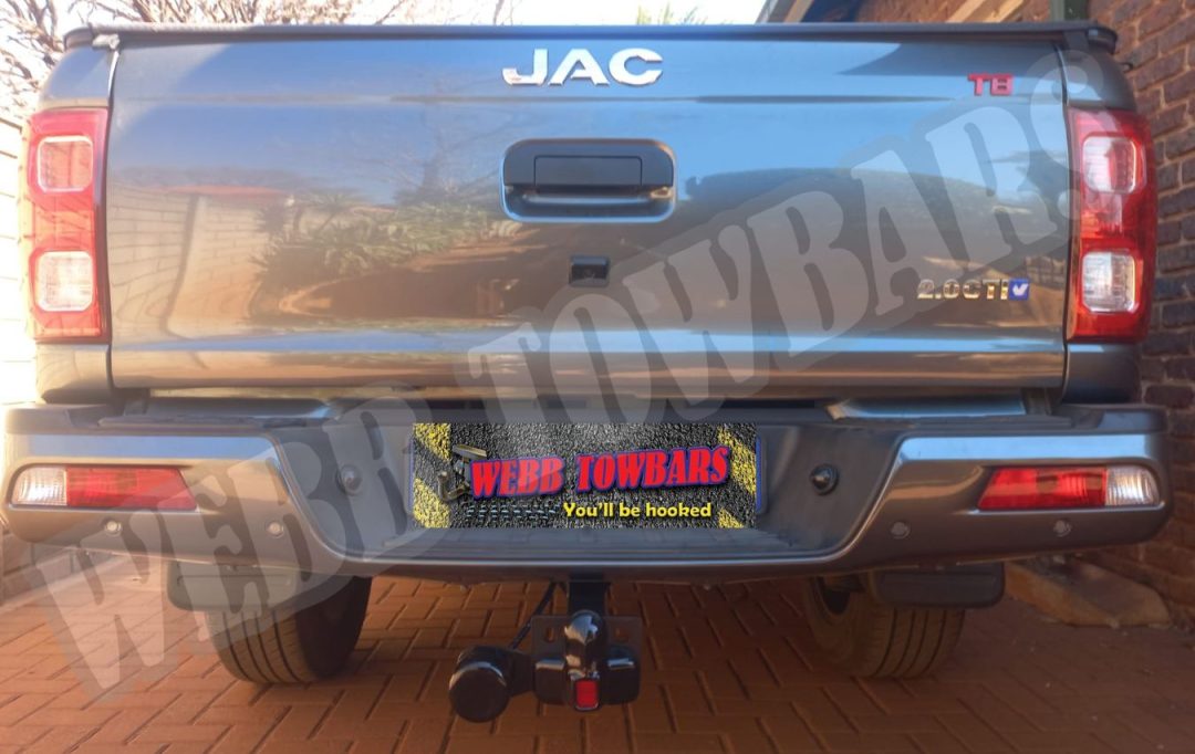 JAC Motors T8 fitted with standard towbar by Webb Towbars in Gauteng, South Africa – precision manufacturing and expert installation.