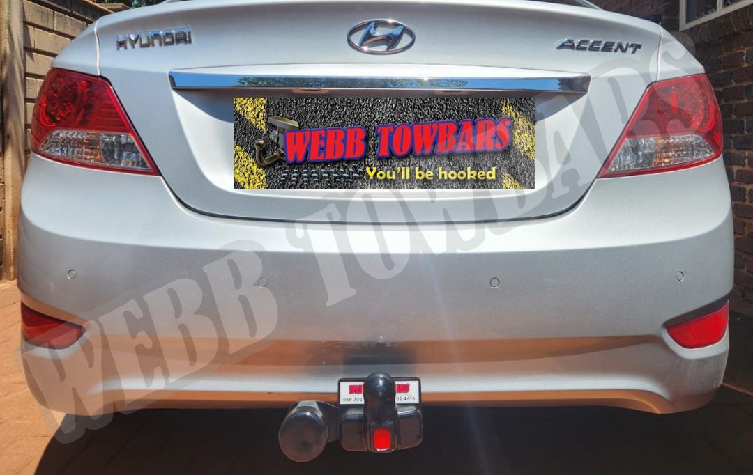 Webb Towbars Hyundai Accent Sedan standard towbar manufactured and fitted in Gauteng South Africa