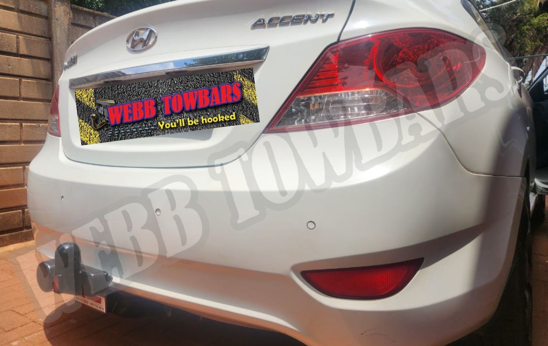 Webb Towbars Hyundai Accent Sedan standard towbar manufactured and fitted in Gauteng South Africa