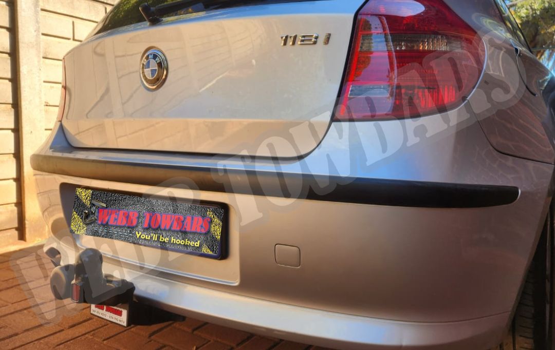 Webb Towbars BMW 1 Series E87 standard towbar professionally installed in Gauteng South Africa for premium hatchback towing, bicycle rack compatibility, light trailer transport, weekend adventures, and everyday practicality