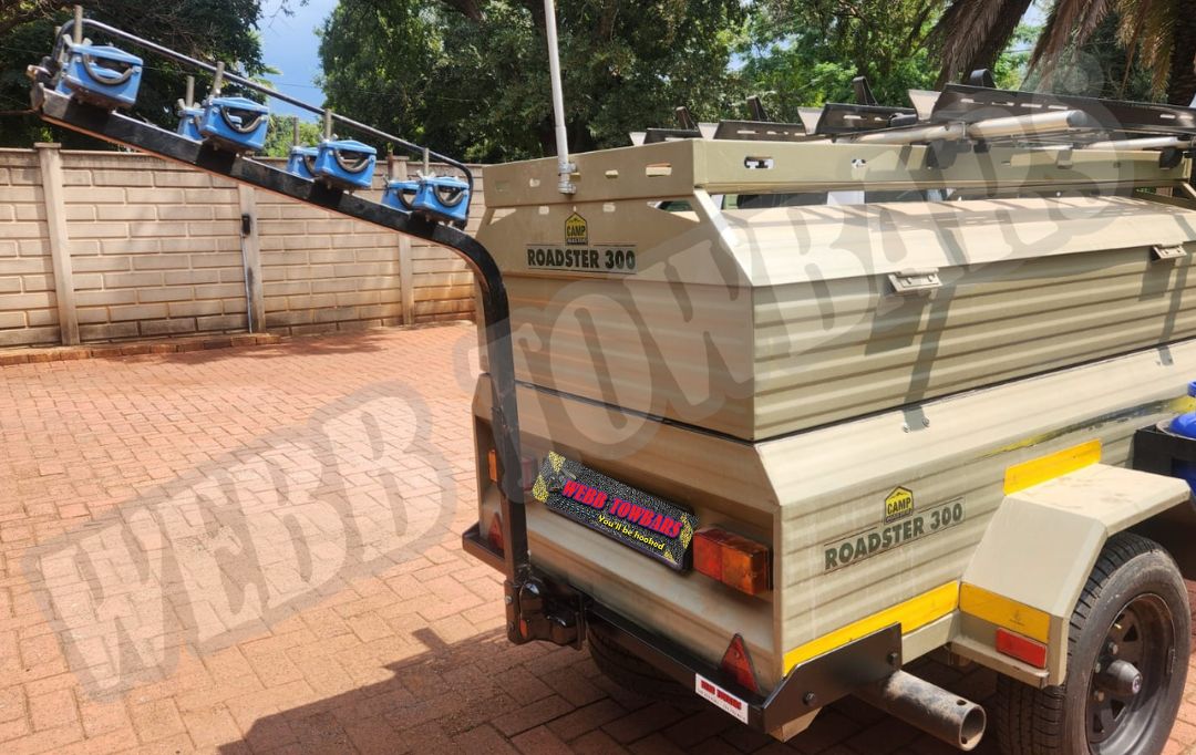 Webb Towbars Camp Master Roadster 300 trailer standard towbar with bicycle rack professionally installed in Gauteng South Africa for cycling adventures, outdoor travel, and secure bike transport