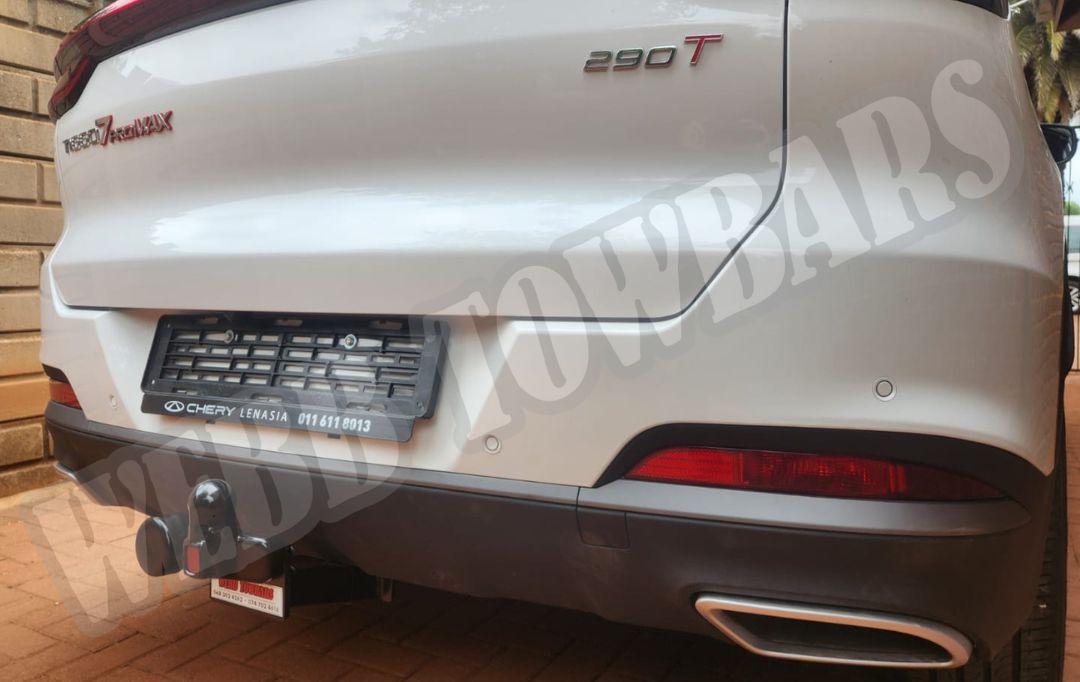 Webb Towbars Chery Tiggo 7 Pro Max standard towbar professionally installed in Gauteng South Africa for premium SUV towing, bicycle rack compatibility, light trailer hauling, family road trips, caravan adventures, and everyday versatility