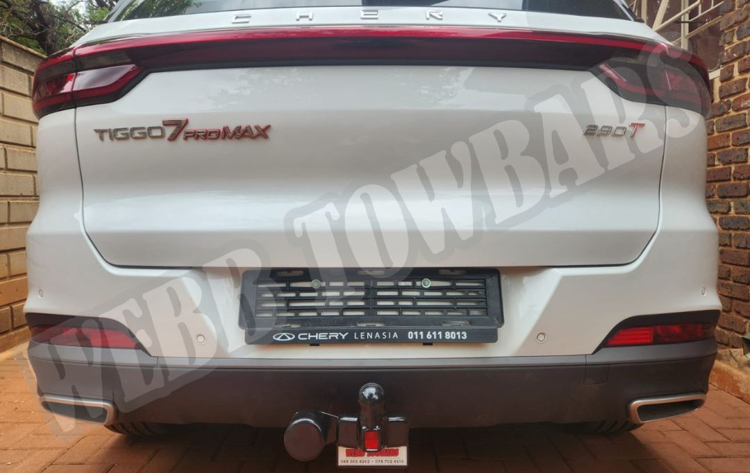 Webb Towbars Chery Tiggo 7 Pro Max standard towbar professionally installed in Gauteng South Africa for premium SUV towing, bicycle rack compatibility, light trailer hauling, family road trips, caravan adventures, and everyday versatility