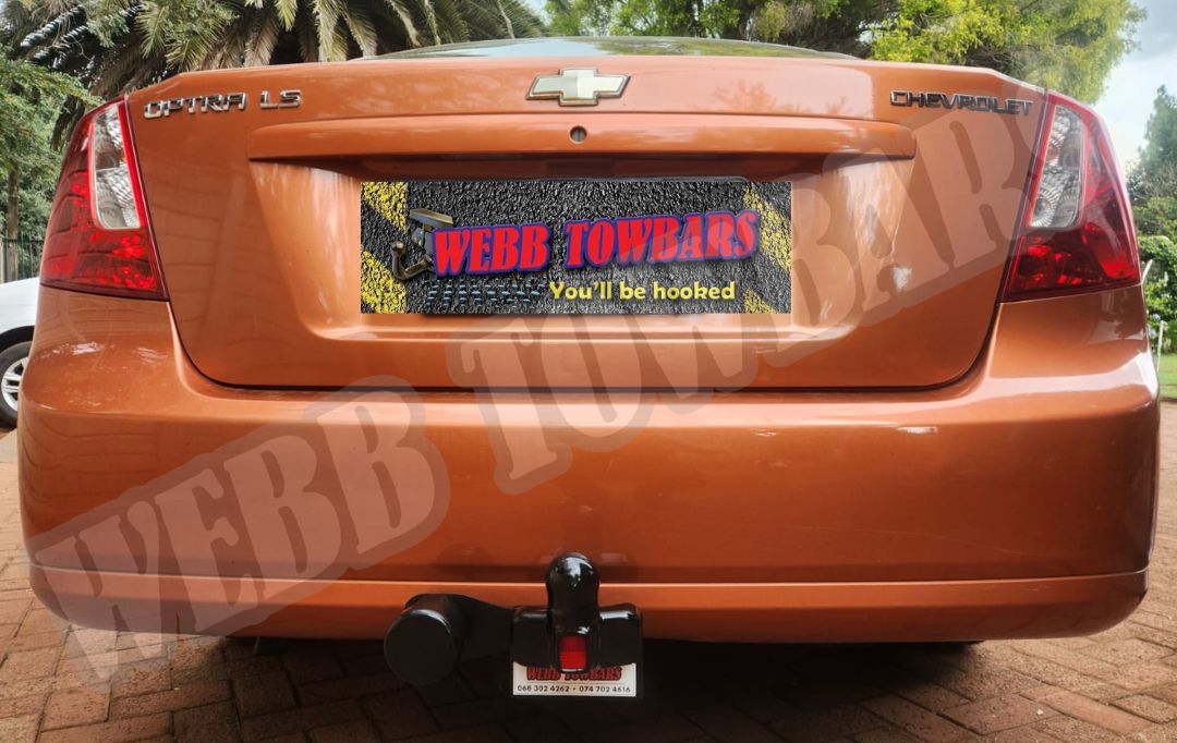 Webb Towbars Chevrolet Optra standard towbar professionally installed in Gauteng South Africa for sedan towing, bicycle carriers, light trailer transport, and practical everyday vehicle use
