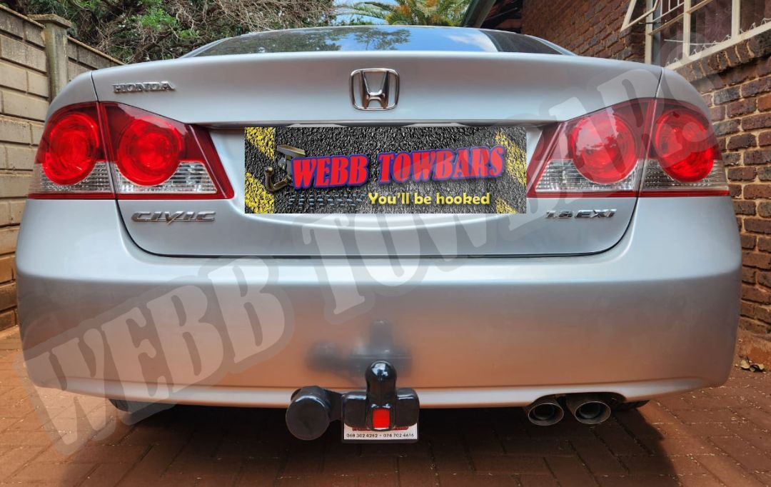 Webb Towbars Honda Civic Sedan standard towbar professionally manufactured and fitted in Gauteng South Africa for reliable towing and everyday practicality
