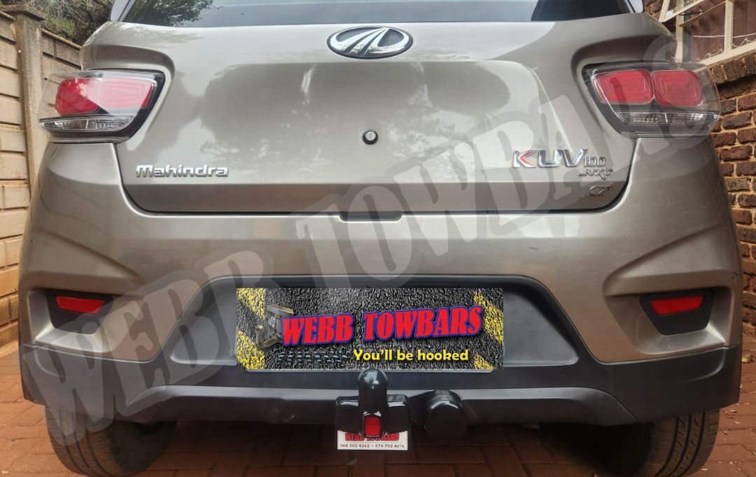 Webb Towbars Mahindra KUV100 Nxt K2 Plus standard towbar custom manufactured and professionally fitted in Gauteng South Africa for compact SUV towing, bike racks, trailers, and everyday practicality