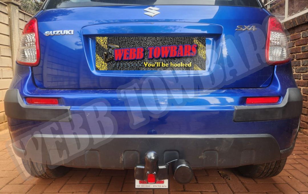 Webb Towbars Suzuki SX4 standard towbar professionally installed in Gauteng South Africa for crossover towing, bicycle rack compatibility, light trailer transport, family road trips, and everyday driving convenience
