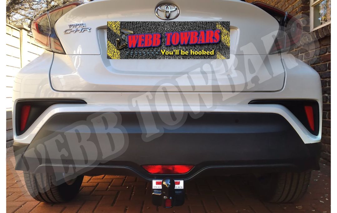 Webb Towbars Toyota C-HR detachable towbar professionally installed in Gauteng South Africa featuring a removable towbar for bicycle racks, light trailer towing, premium SUV styling, and everyday practicality