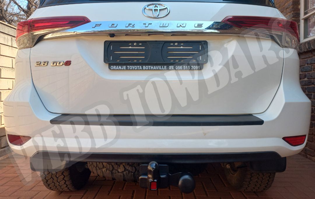 Webb Towbars Toyota Fortuner standard towbar professionally installed in Gauteng South Africa for family adventures, caravan towing, trailer hauling, and SUV travel convenience