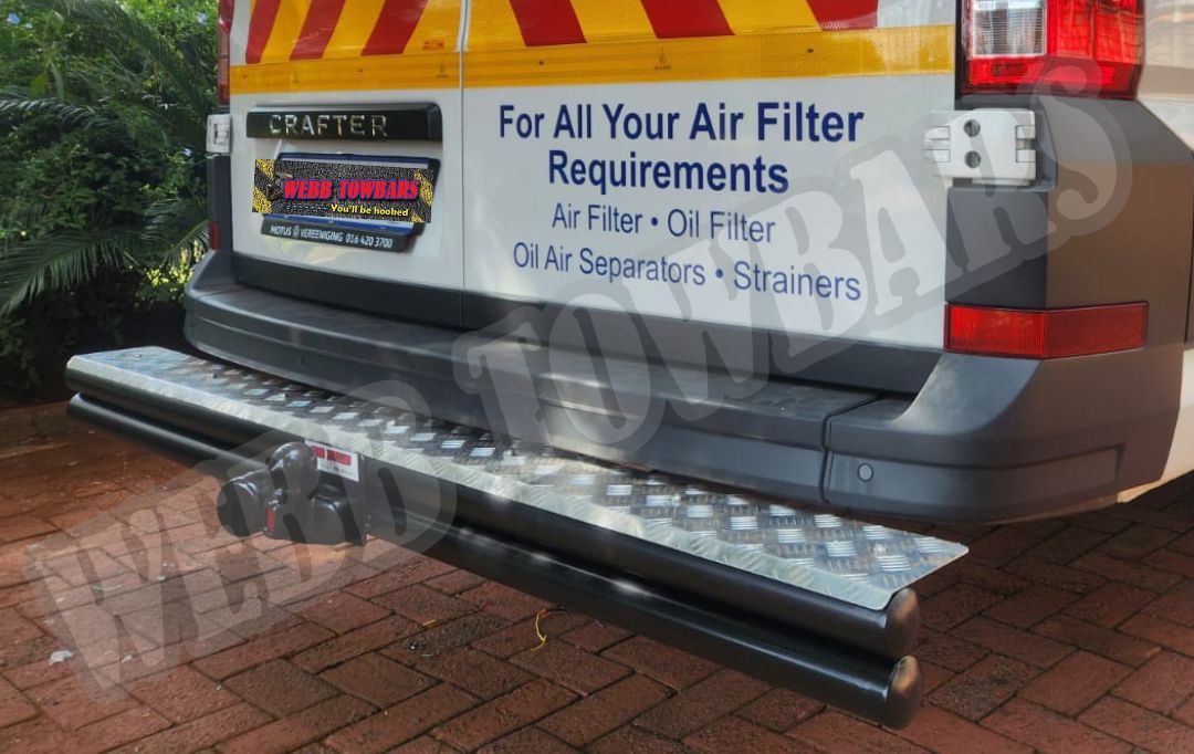 Webb Towbars Volkswagen Crafter double tube and step towbar professionally installed in Gauteng South Africa for commercial towing, fleet operations, cargo transport, and heavy-duty business applications