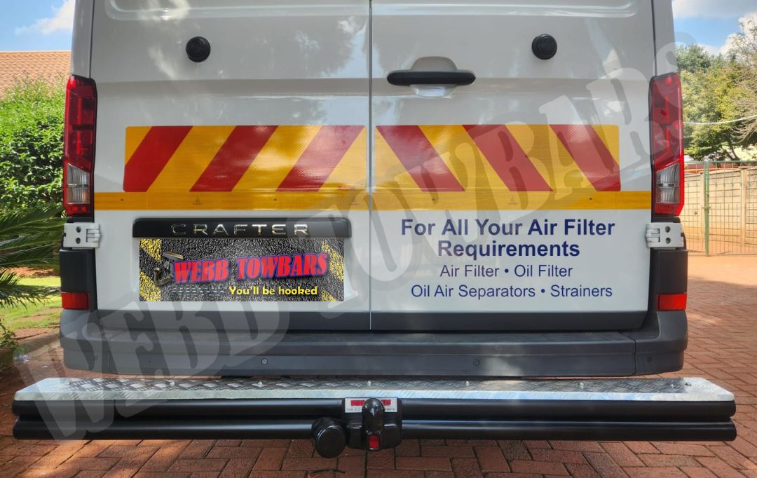 Webb Towbars Volkswagen Crafter double tube and step towbar professionally installed in Gauteng South Africa for commercial towing, fleet operations, cargo transport, and heavy-duty business applications