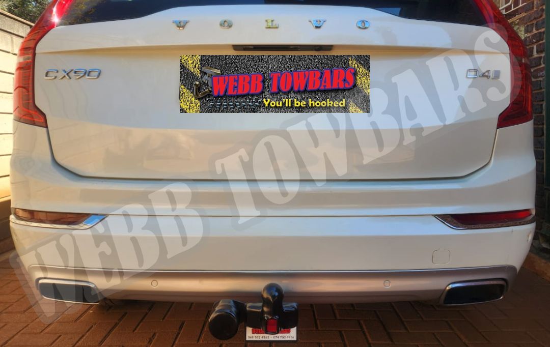 Volvo XC90 D4 towbar installation, Volvo XC90 towbar fitment, luxury SUV towing solutions, caravan towing, bike rack compatibility, trailer towing, family travel accessories, and professional towbar installation services in Gauteng, South Africa.