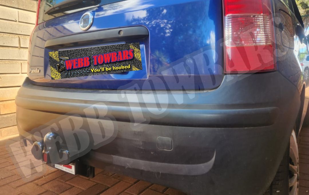 Webb Towbars Fiat Panda standard towbar professionally installed in Gauteng South Africa for compact car towing, bicycle rack compatibility, light trailer transport, everyday practicality, and reliable towbar fitment