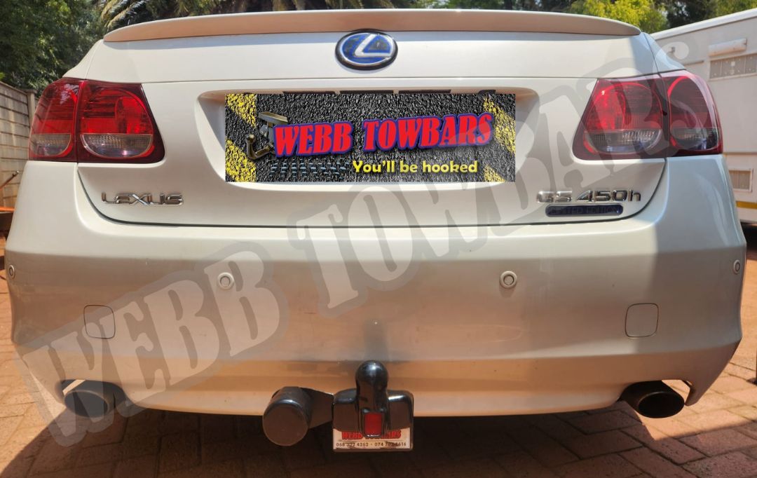 Webb Towbars - Lexus GS450h - Standard Towbar professionally manufactured and expertly fitted by Webb Towbars in Gauteng, South Africa. Premium standard towbar designed specifically for the Lexus GS450h, precision-engineered to deliver reliable towing performance for trailers, bicycle racks, luggage trailers and recreational equipment. Expertly manufactured for a seamless vehicle-specific fit with a durable corrosion-resistant finish, providing exceptional strength, safety and long-lasting durability while complementing the luxury styling of the Lexus GS450h and ensuring dependable performance for both everyday driving and long-distance travel.