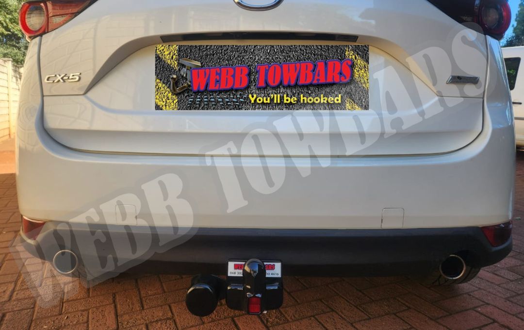Webb Towbars - Mazda CX-5 - Standard Towbar professionally manufactured and expertly fitted by Webb Towbars in Gauteng, South Africa. Heavy-duty standard towbar installation for the Mazda CX-5, ideal for towing trailers, caravans, bicycle racks and outdoor adventure gear, featuring a precision-engineered fit, durable corrosion-resistant finish, dependable towing performance and professional workmanship for safe, reliable everyday and recreational towing.