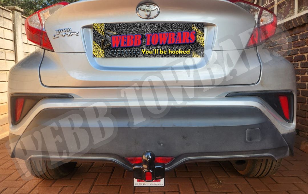 Webb Towbars - Toyota C-HR - Detachable Towbar professionally manufactured and expertly fitted by Webb Towbars in Gauteng, South Africa. Premium detachable towbar precision-engineered specifically for the Toyota C-HR, offering the perfect combination of discreet styling and dependable towing performance. Designed with a removable tow hitch to maintain the sleek factory appearance when not in use, this heavy-duty towbar is ideal for towing trailers, bicycle racks, luggage carriers and leisure equipment. Expertly manufactured for a secure vehicle-specific fit with a durable corrosion-resistant finish, it delivers exceptional strength, safety and long-lasting reliability. Professionally manufactured and installed by Webb Towbars, this detachable towing solution is the ideal choice for Toyota C-HR owners throughout Gauteng and South Africa seeking versatility without compromising the vehicle's modern design.