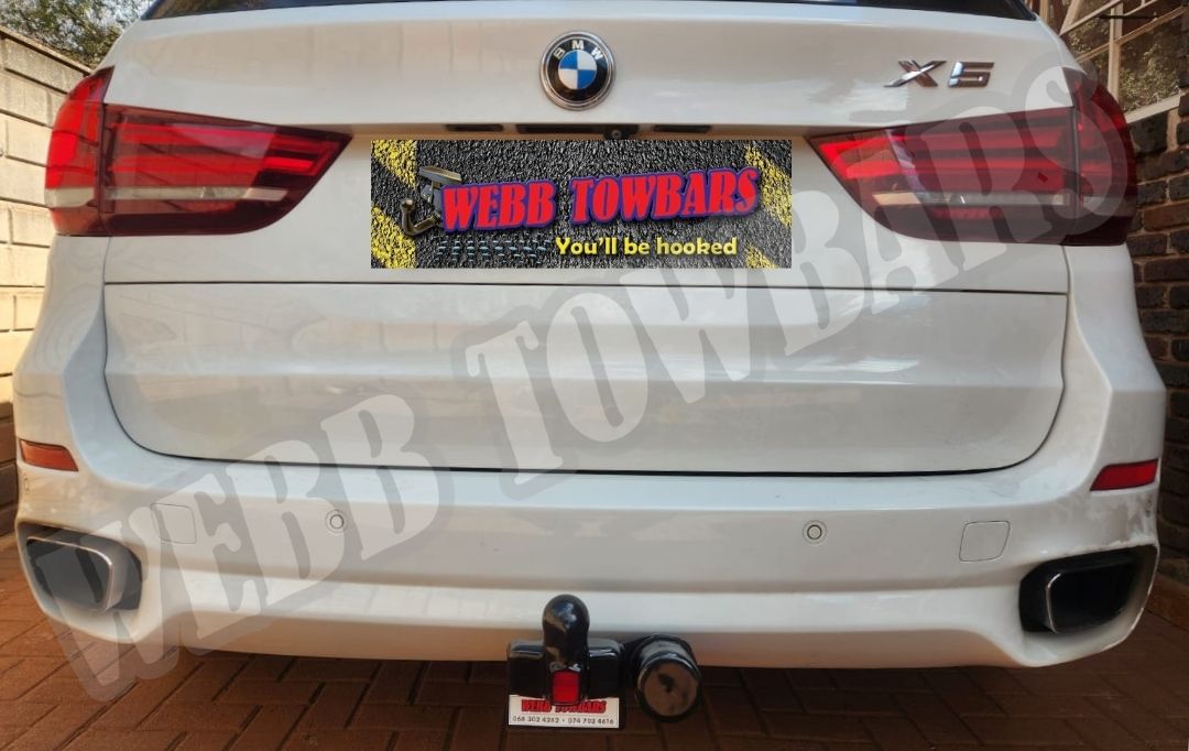 Webb Towbars - BMW X5 (F15) - Standard Towbar professionally installed by Webb Towbars in Gauteng, South Africa. Premium vehicle-specific standard towbar designed for the BMW X5 F15, adding dependable towing versatility while complementing the luxury SUV’s sophisticated styling, powerful performance and spacious design. Ideal for suitable trailers, caravans, bicycle racks, luggage trailers and recreational towing applications, this robust towbar provides a secure precision fit, durable corrosion-resistant finish and reliable long-term performance. Professionally installed by Webb Towbars, this BMW X5 F15 standard towbar enhances the SUV’s versatility for family holidays, weekend getaways, outdoor adventures and everyday towing throughout Gauteng and South Africa.