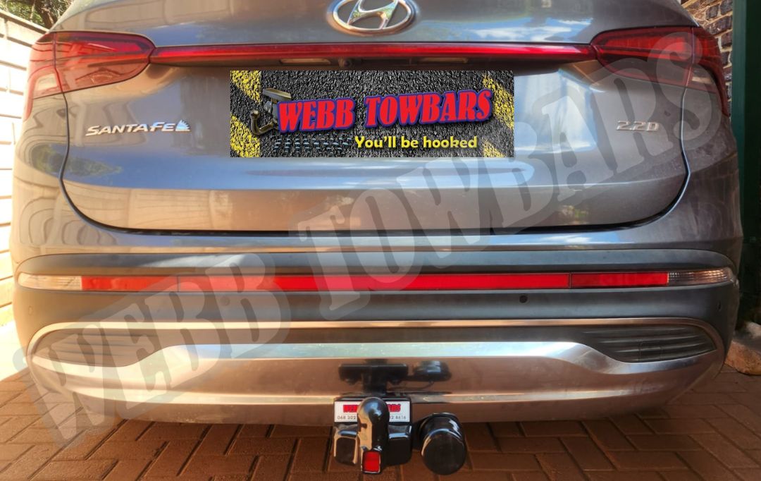 Webb Towbars - Hyundai Santa Fe - Standard Towbar professionally installed by Webb Towbars in Gauteng, South Africa. Premium vehicle-specific standard towbar designed for the Hyundai Santa Fe, providing reliable towing capability while complementing the SUV’s sophisticated styling, spacious interior and versatile design. Ideal for caravans, trailers, bicycle racks, luggage trailers and recreational equipment, this robust towbar offers a secure precision fit, durable corrosion-resistant finish and dependable long-term performance. Professionally installed by Webb Towbars, this towing solution enhances the Hyundai Santa Fe for family holidays, camping trips, weekend adventures and everyday towing throughout Gauteng and South Africa.