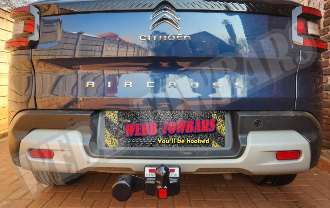 Webb Towbars - Citroën C3 Aircross Max - Standard Towbar professionally installed by Webb Towbars in Gauteng, South Africa. Vehicle-specific standard towbar fitted to the Citroën C3 Aircross Max, adding practical versatility while complementing the compact SUV’s distinctive French styling, bold exterior design, elevated ground clearance and modern family-friendly appeal. Designed to provide a neat, secure fitment that integrates with the Citroën C3 Aircross Max’s rear profile, this robust standard towbar offers durable construction, dependable functionality and a professional finish. Suitable for manufacturer-approved towing and carrying applications, including compatible bicycle carriers, light trailers and recreational equipment within the vehicle’s specified towing limits, this professionally installed Webb Towbars standard towbar enhances everyday convenience for family outings, cycling adventures, weekend getaways and road trips throughout Gauteng and South Africa.